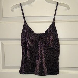 Gray metallic cheetah print Women's Top